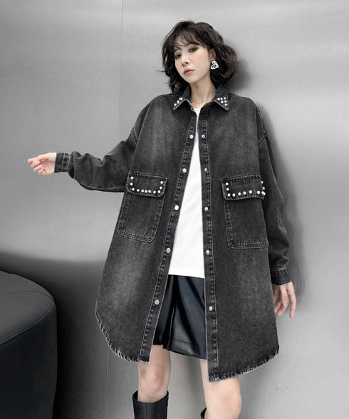 Loose Rivet Denim Blouse